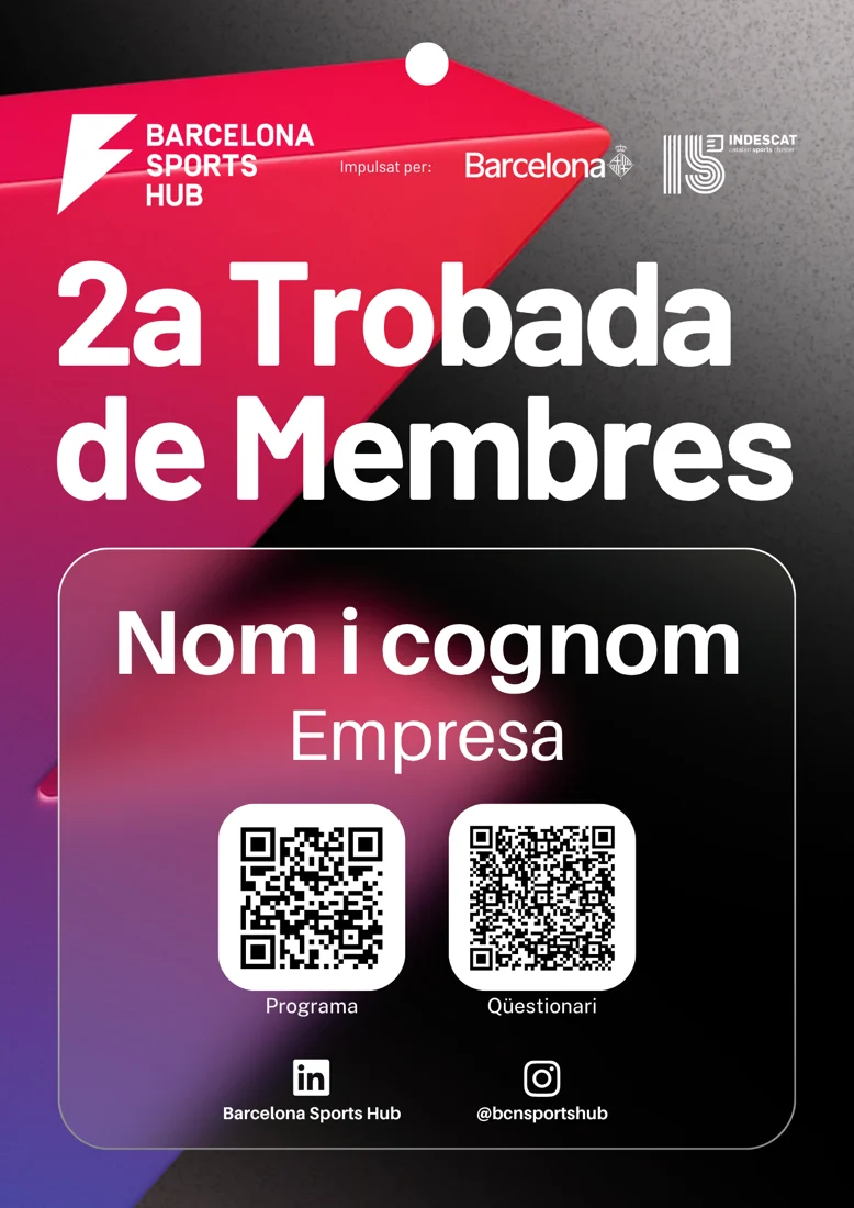 Diseño de acreditación con la identidad de la 2a Trobada de Membres del Barcelona Sports Hub